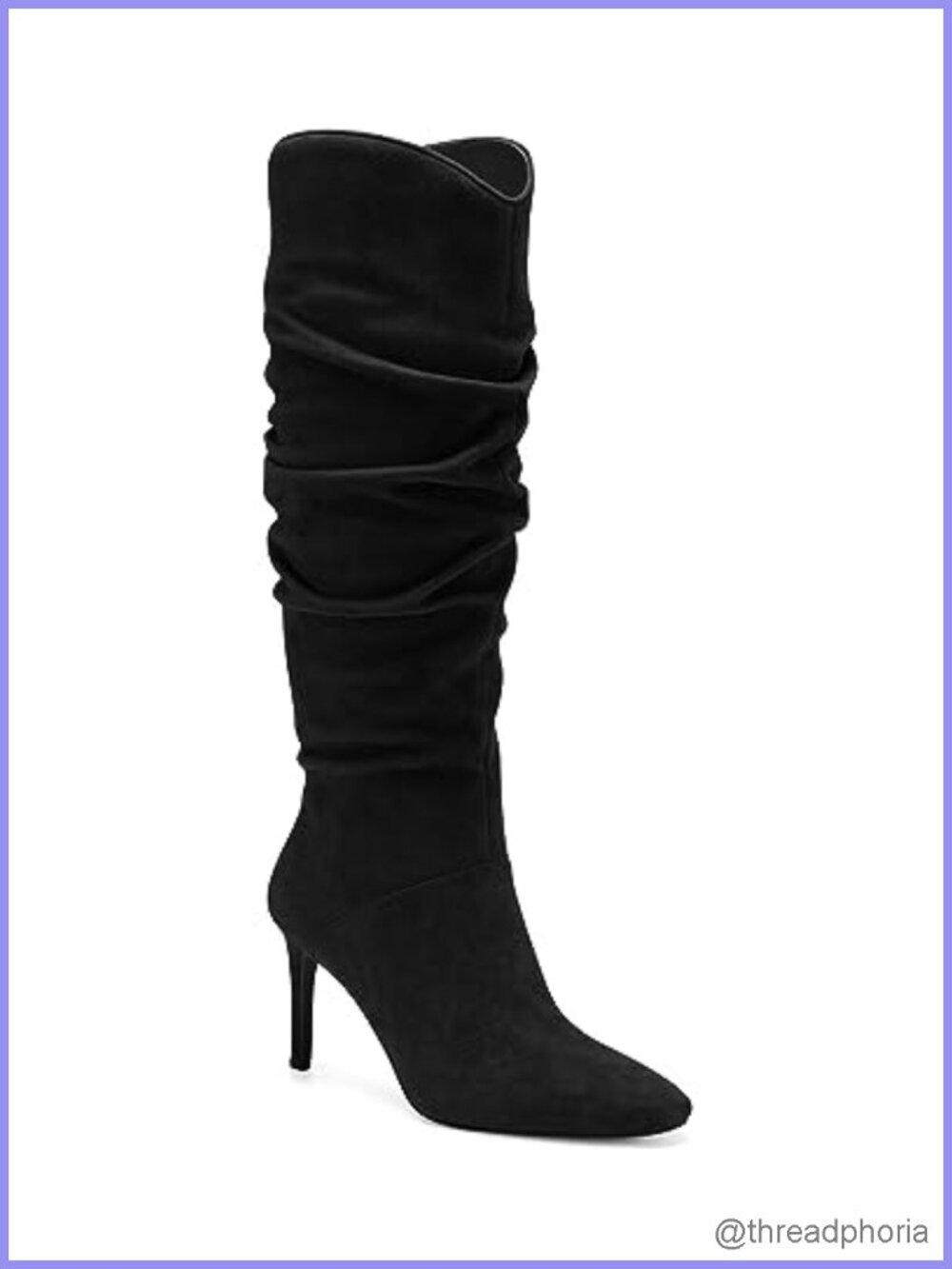 Faux Suede Almond Toe Stiletto Heel Knee High Boots with Side Zipper